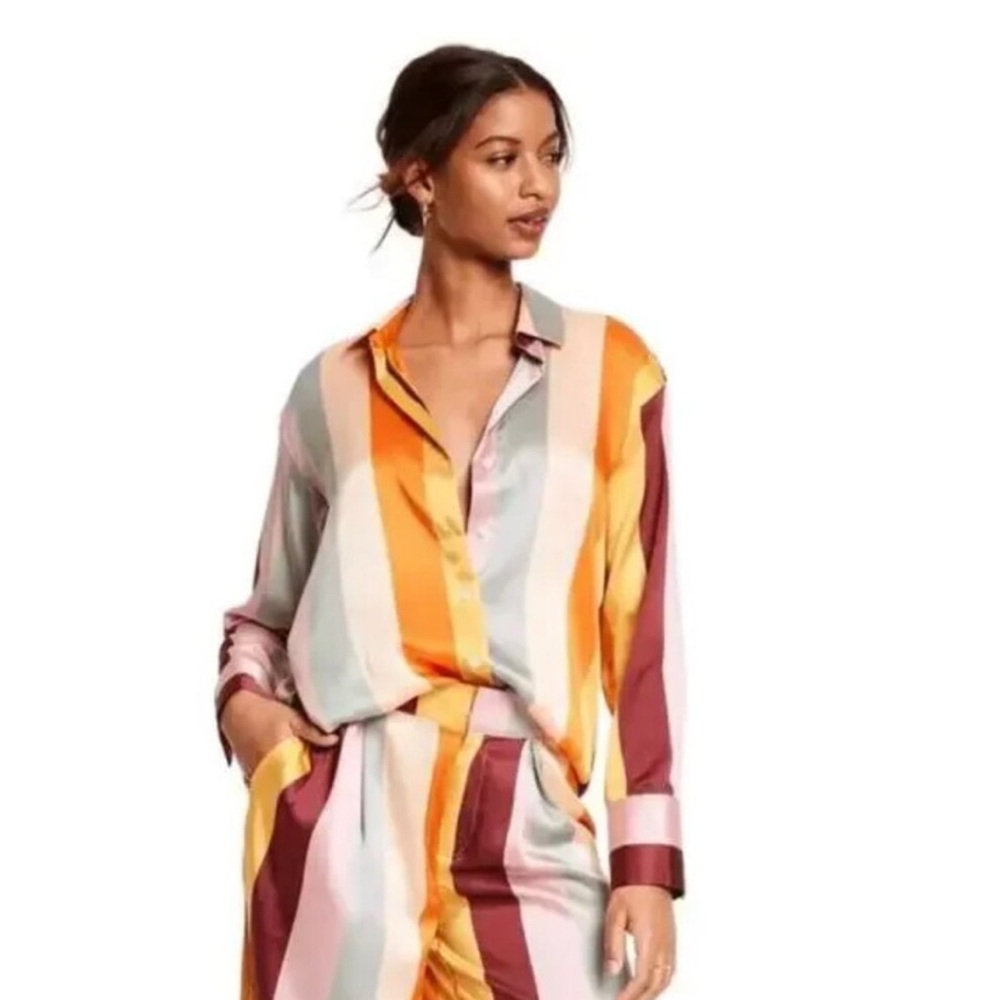 Fe Noel Colorful Striped Button Down Shirt